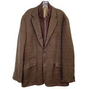 Scandia Woods Brown Plaid Knit Blazer Men’s Size 42L